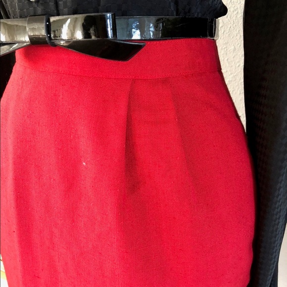 Vintage Retro Red Pencil Skirt - Picture 2 of 6